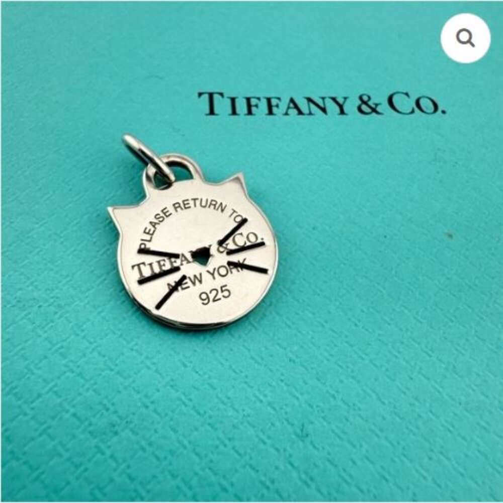 RARE Return to Tiffany Co Cat Kitten Tag Charm or Pendant in 925 Sterling Silver